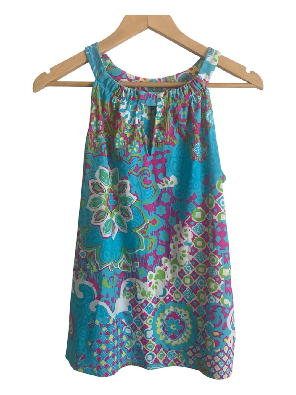 Jude Connally Multi-Color Abstract Print Sleeveless Top Size L USA Made